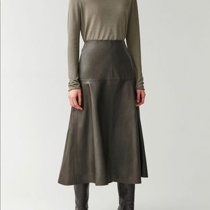 Cos leather mid skirt size 2